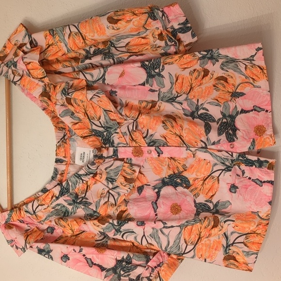 Cecilia Peterson Anthropology Ruffled off the Shoulder Romantic Boho Floral Top - Picture 6 of 11